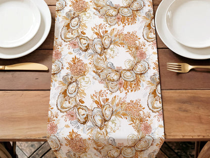 Fall Table Runner Thanksgiving Decor Table Setting Idea Oyster Home Decorations Autumn Colors Coastal Holiday Dinner Runner for Table Decor - Charles Alex