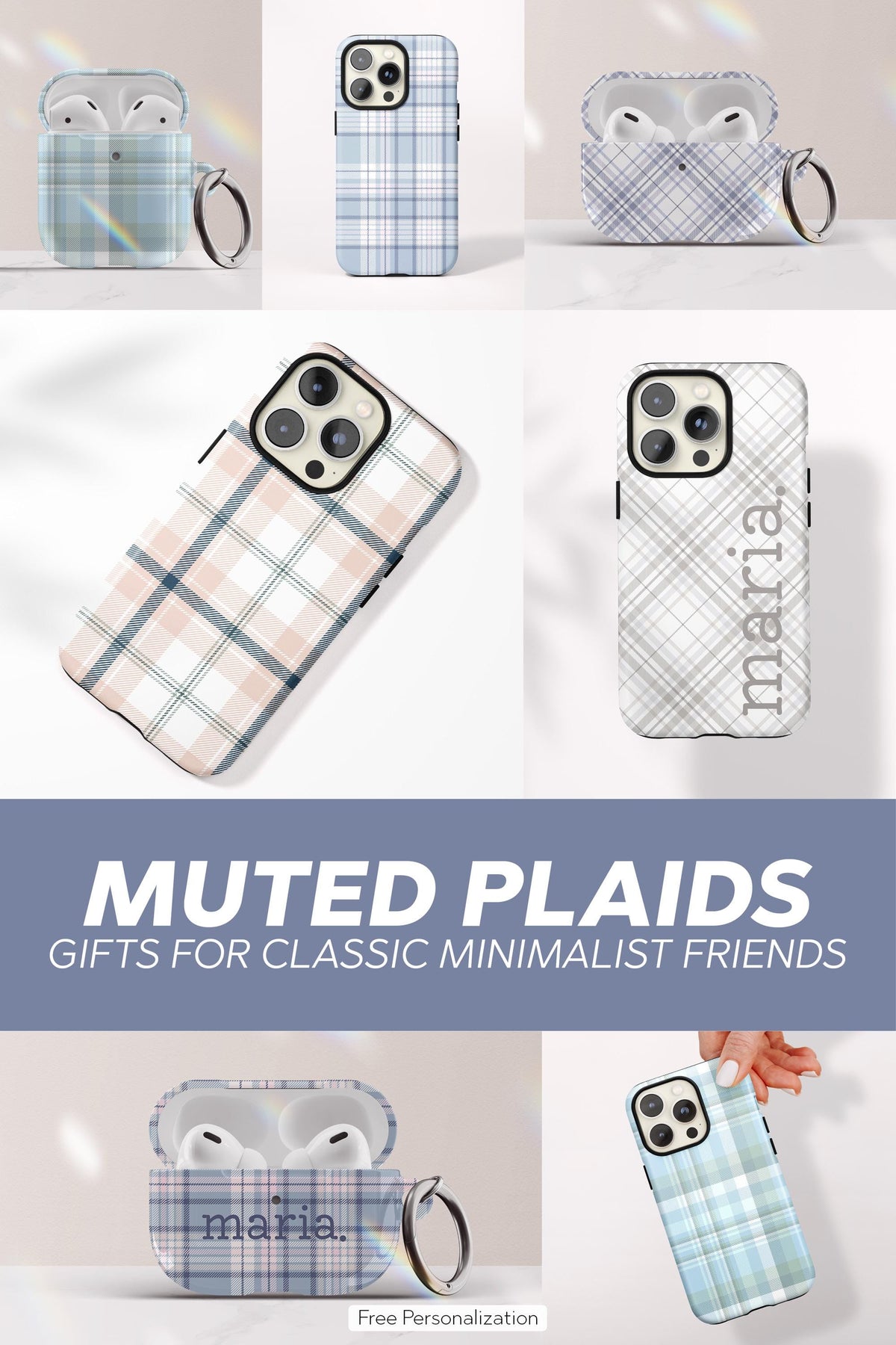 Personalized Plaid Phone Case for iPhone Case Classic Plaid Print Gift for Her Custom Preppy Case for Samsung Gift Under 30 for Girlfriend