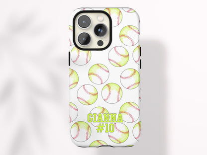 Personalized Softball Phone Case Custom Softball Case for iPhone Gift for Softball Player Gift Under 30 Neon Softball iPhone 16 Pro Max Case - Charles Alex
