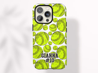 Personalized Softball Phone Case Custom Softball Case for iPhone Gift for Softball Player Gift Under 30 Neon Softball iPhone 16 Pro Max Case - Charles Alex