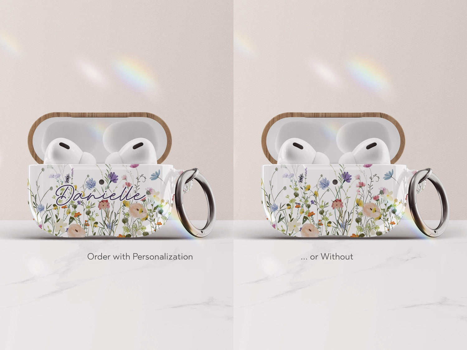 Personalized Wildflower Airpod Case for Airpod Pro Gift for Girlfriend Gift Idea for Her Custom Cases Protective with Keychain Airpods Pro