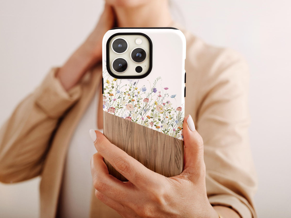 Custom Wildflower Phone Case Aesthetic Phone Case Colorful Gift for Teen Boho Case for iPhone 16 Pro Max Garden Phone Case Personalized Gift