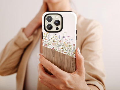 Custom Wildflower Phone Case Aesthetic Phone Case Colorful Gift for Teen Boho Case for iPhone 16 Pro Max Garden Phone Case Personalized Gift