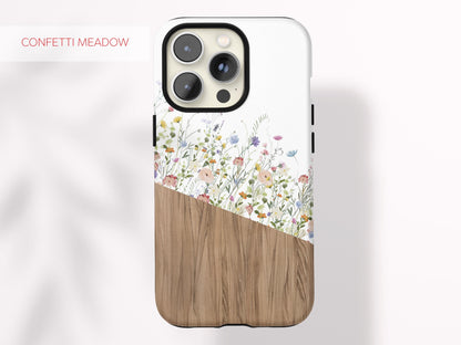Custom Wildflower Phone Case Aesthetic Phone Case Colorful Gift for Teen Boho Case for iPhone 16 Pro Max Garden Phone Case Personalized Gift
