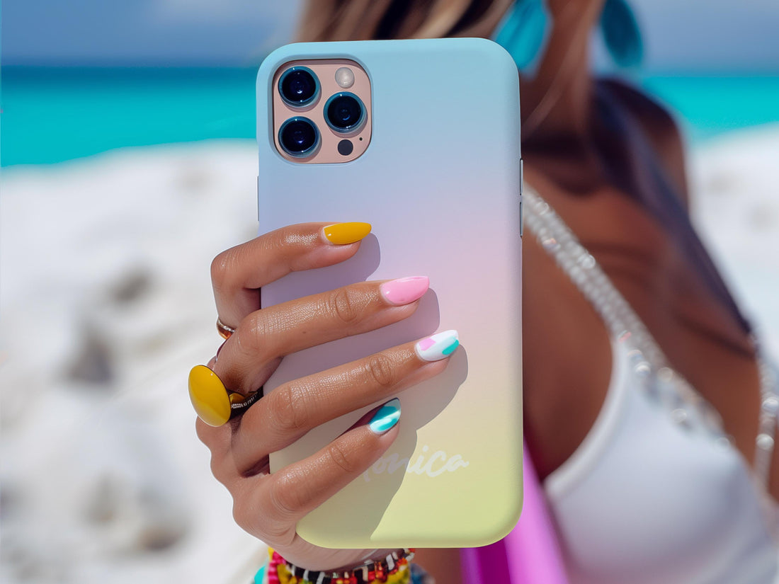Gradient Ombre Phone Case with Initials Personalized Colorful iPhone Case Cute Samsung Protective Gift Under 30 for Teen or Tween Girl