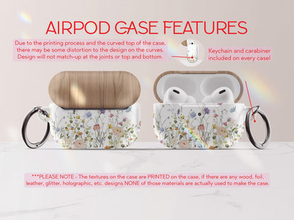 Personalized Wildflower Airpod Case for Airpod Pro Gift for Girlfriend Gift Idea for Her Custom Cases Protective with Keychain Airpods Pro