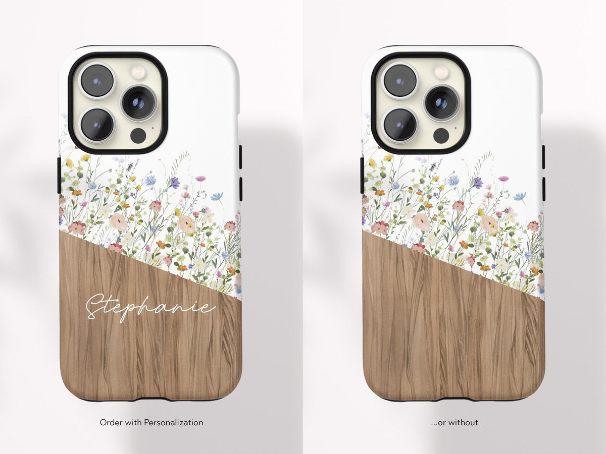 Custom Wildflower Phone Case Aesthetic Phone Case Colorful Gift for Teen Boho Case for iPhone 16 Pro Max Garden Phone Case Personalized Gift