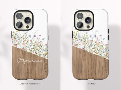 Custom Wildflower Phone Case Aesthetic Phone Case Colorful Gift for Teen Boho Case for iPhone 16 Pro Max Garden Phone Case Personalized Gift