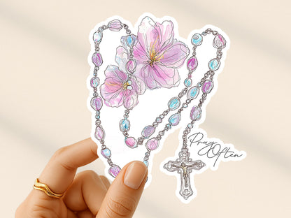 Catholic Sticker for Kindle Rosary Stickers Christian Gift for Her Waterproof Prayer Sticker for Water Bottle Vinyl Decal Crucifix Sticker - Charles Alex