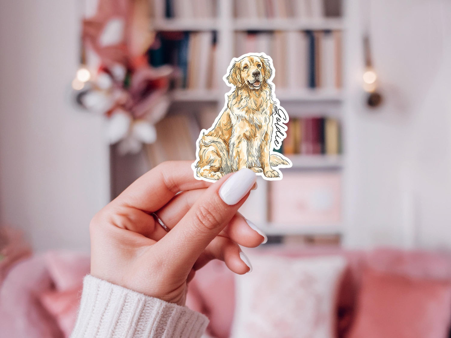 Golden Retriever Sticker Personalized Pet Stickers For Dog Lovers Sparkle Sticker Dog Mom Life Vinyl Decal Waterproof for Tumbler Sticker