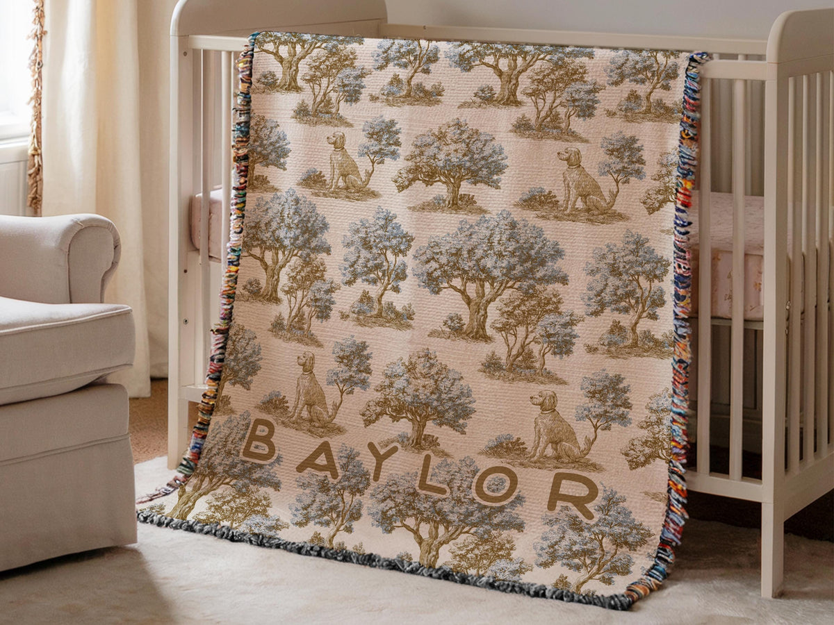Custom Goldendoodle Blanket Baby Shower Gift for Pet Themed Nursery Personalized Woven Throw with Labradoodle Gift Dog Lover Cozy Blanket