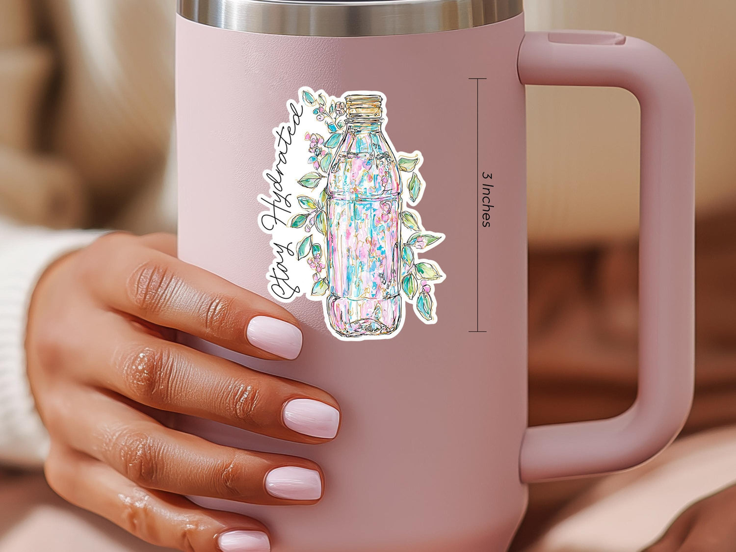 Stay Hydrated Sticker Drink Water Stickers Floral Vinyl Decal for Water Bottle Waterproof Pretty Stickers Gift Idea for Sister Healthy Habit