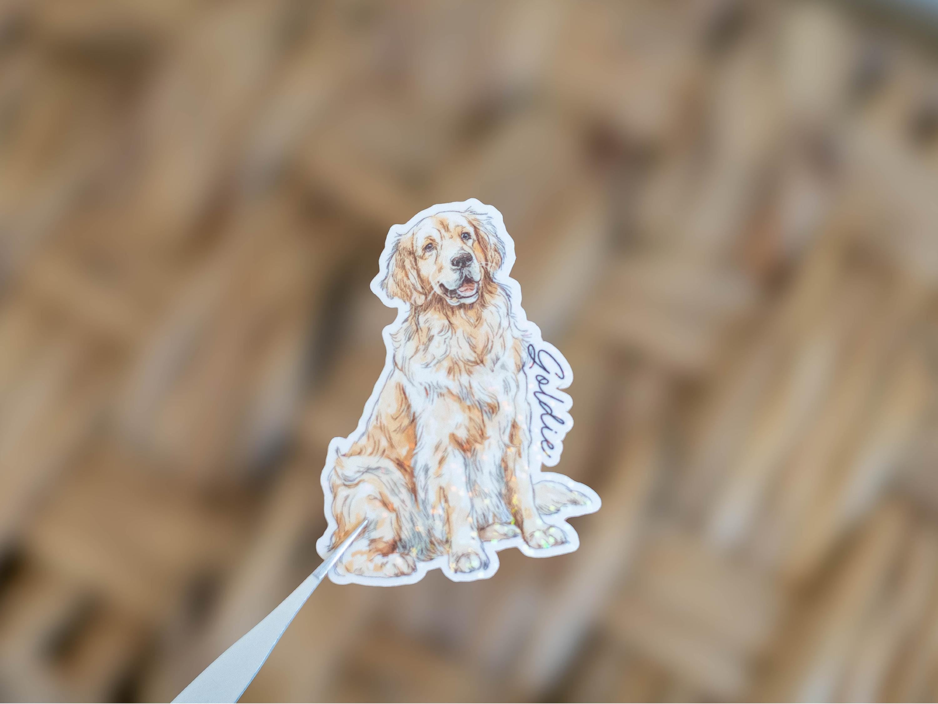 Golden Retriever Sticker Personalized Pet Stickers For Dog Lovers Sparkle Sticker Dog Mom Life Vinyl Decal Waterproof for Tumbler Sticker