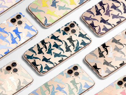 Clear Ocean Phone Case Custom Orca Whale Marine Theme Protective Transparent Cover Charming Personalized Sea Lover Gift Idea Under 30