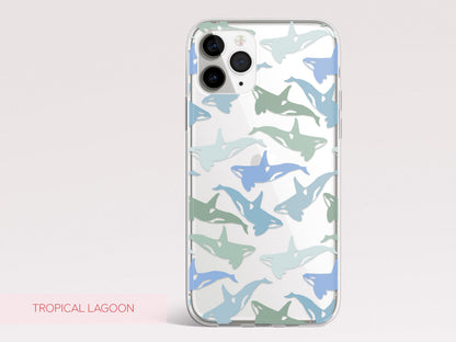 Clear Ocean Phone Case Custom Orca Whale Marine Theme Protective Transparent Cover Charming Personalized Sea Lover Gift Idea Under 30