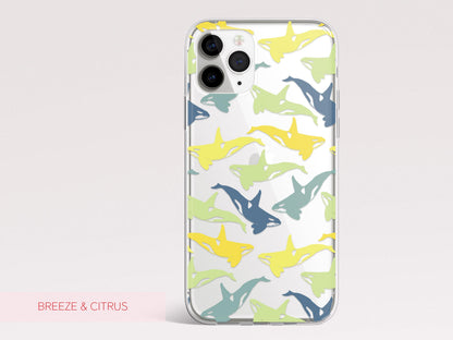 Clear Ocean Phone Case Custom Orca Whale Marine Theme Protective Transparent Cover Charming Personalized Sea Lover Gift Idea Under 30