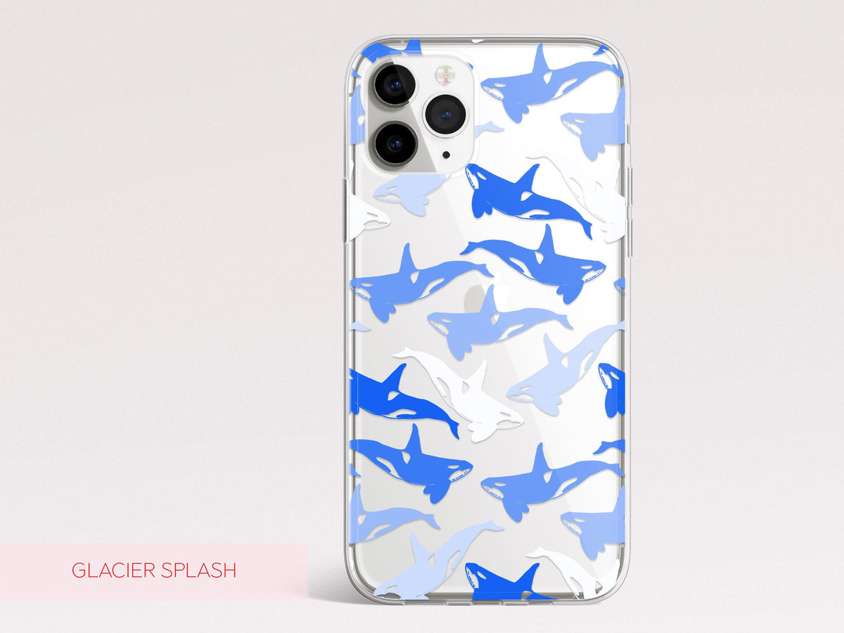 Clear Ocean Phone Case Custom Orca Whale Marine Theme Protective Transparent Cover Charming Personalized Sea Lover Gift Idea Under 30