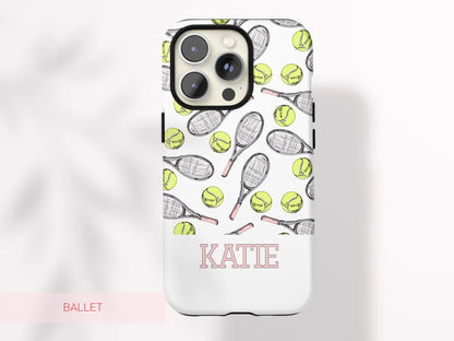 Preppy Tennis Phone Case Custom Name Sport Aesthetic Protective Cover Personalized Country Club Girl Gift Under 30 Trendy Athletic Accessory