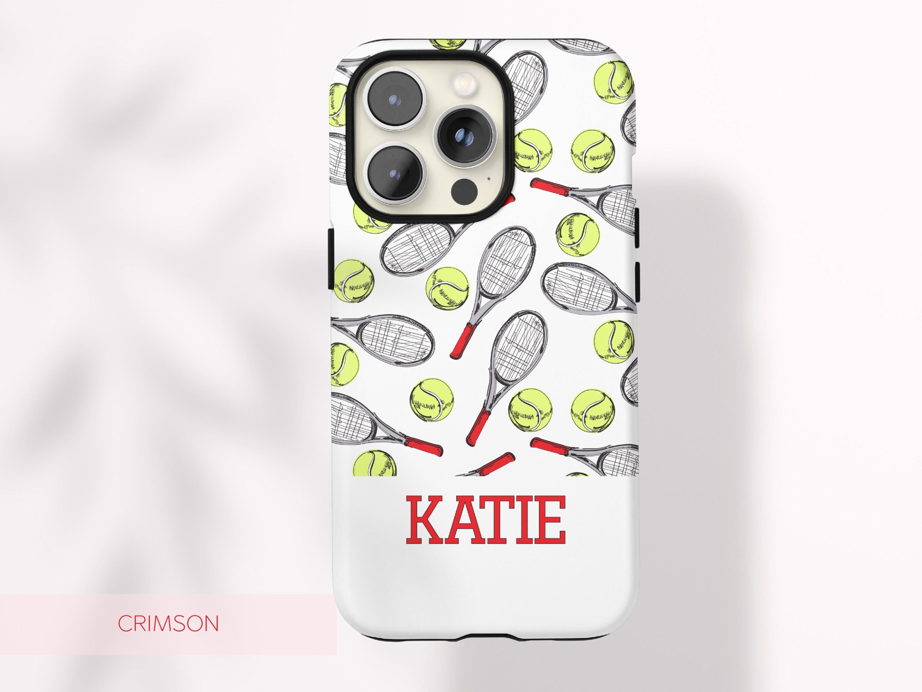 Preppy Tennis Phone Case Custom Name Sport Aesthetic Protective Cover Personalized Country Club Girl Gift Under 30 Trendy Athletic Accessory