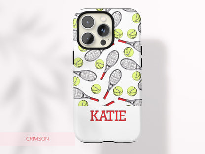 Preppy Tennis Phone Case Custom Name Sport Aesthetic Protective Cover Personalized Country Club Girl Gift Under 30 Trendy Athletic Accessory