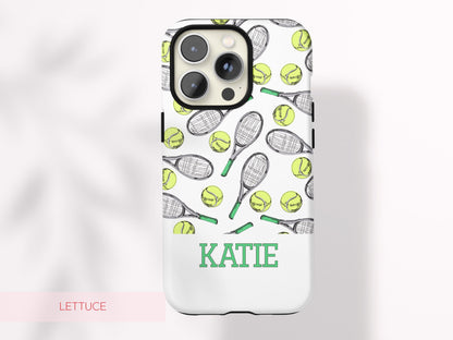 Preppy Tennis Phone Case Custom Name Sport Aesthetic Protective Cover Personalized Country Club Girl Gift Under 30 Trendy Athletic Accessory