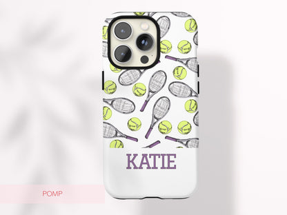 Preppy Tennis Phone Case Custom Name Sport Aesthetic Protective Cover Personalized Country Club Girl Gift Under 30 Trendy Athletic Accessory