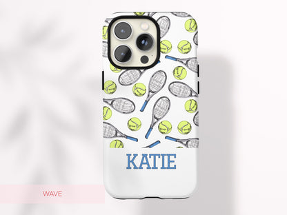 Preppy Tennis Phone Case Custom Name Sport Aesthetic Protective Cover Personalized Country Club Girl Gift Under 30 Trendy Athletic Accessory