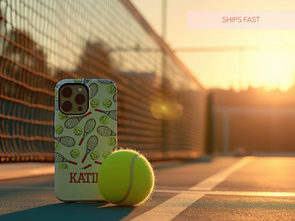 Preppy Tennis Phone Case Custom Name Sport Aesthetic Protective Cover Personalized Country Club Girl Gift Under 30 Trendy Athletic Accessory
