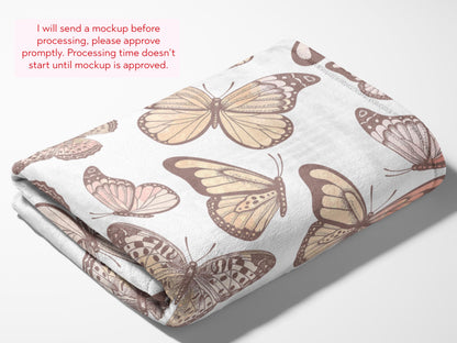 Personalized Butterfly Baby Blanket Soft Minky Name Blanket for Nursery Custom Baby Shower Gift Pastel Butterflies Girl Nursery Decor Gift - Charles Alex
