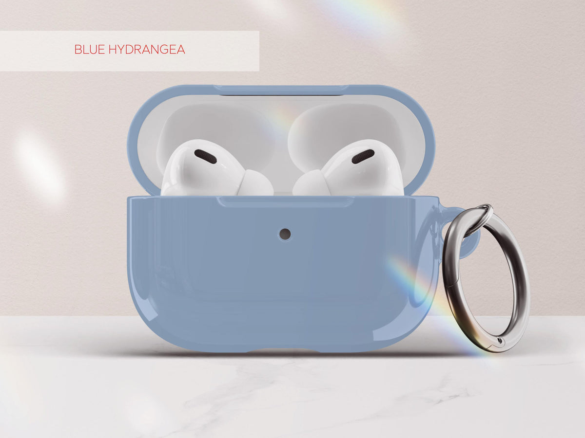 Solid Blue AirPod Case Cover Personalized Color Protective Tech Accessory Gift for Him Custom Present for Guy Minimal Aesthetic Gadget Lover