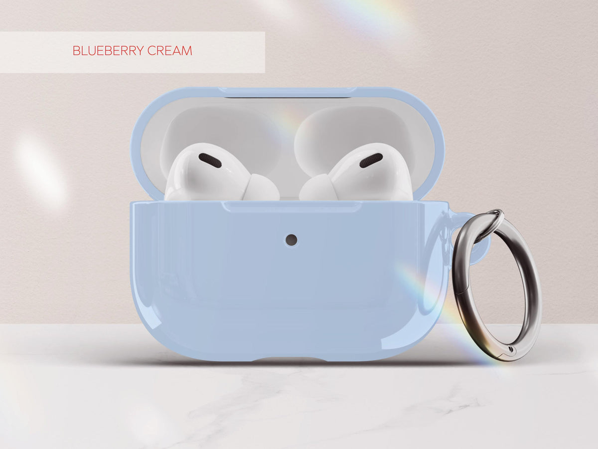 Solid Blue AirPod Case Cover Personalized Color Protective Tech Accessory Gift for Him Custom Present for Guy Minimal Aesthetic Gadget Lover