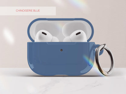 Solid Blue AirPod Case Cover Personalized Color Protective Tech Accessory Gift for Him Custom Present for Guy Minimal Aesthetic Gadget Lover