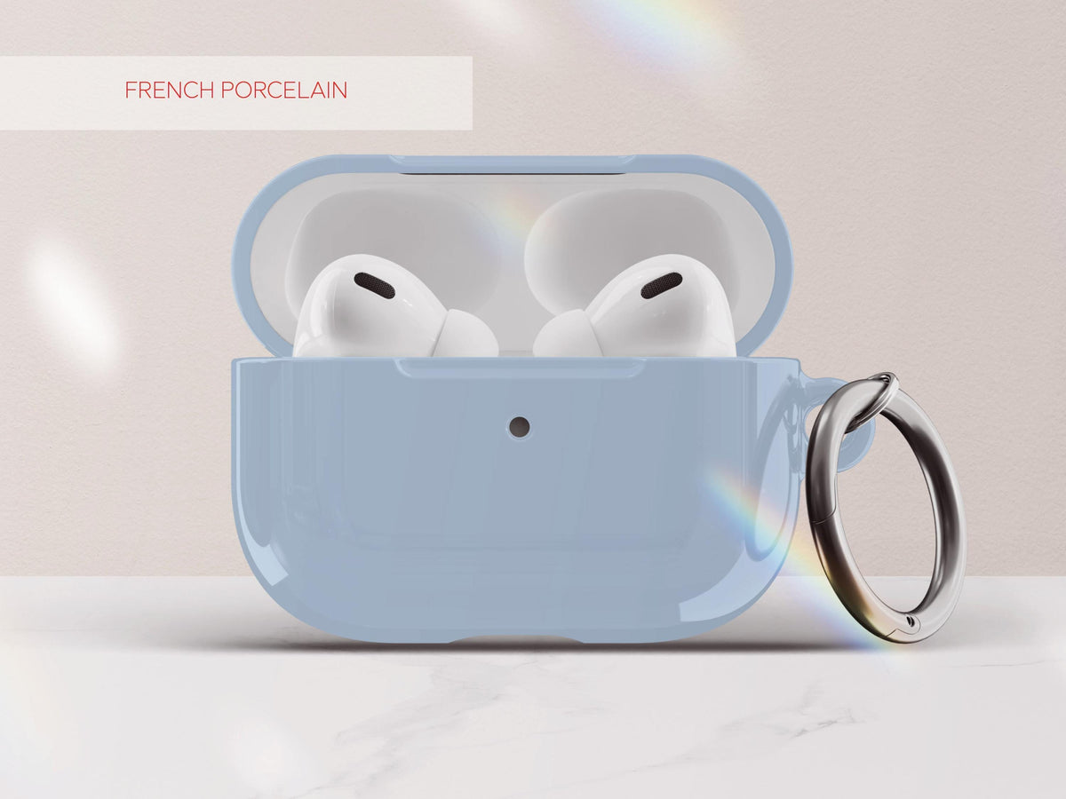 Solid Blue AirPod Case Cover Personalized Color Protective Tech Accessory Gift for Him Custom Present for Guy Minimal Aesthetic Gadget Lover
