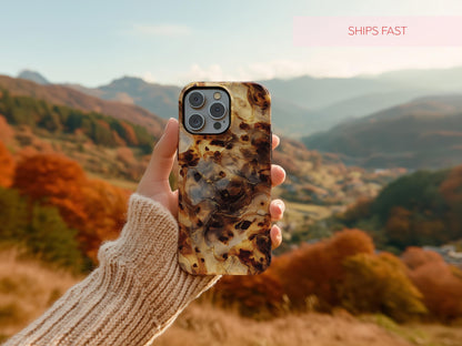 Custom Brown Tortoiseshell Phone Case Marble Pattern Protective Cover Stylish Accessory Gift Present for Her Modern Minimal Chic Design