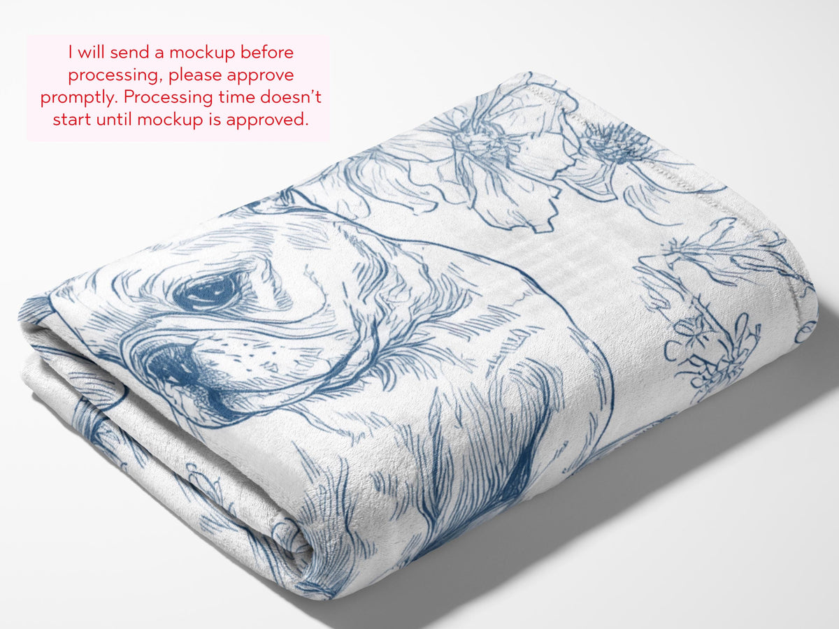 Custom Toile French Bulldog Woven or Minky Baby Blanket Personalized with Baby Name and Pet Name Dog Nursery Decor Baby Shower Gift Idea