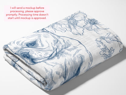 Custom Toile French Bulldog Woven or Minky Baby Blanket Personalized with Baby Name and Pet Name Dog Nursery Decor Baby Shower Gift Idea