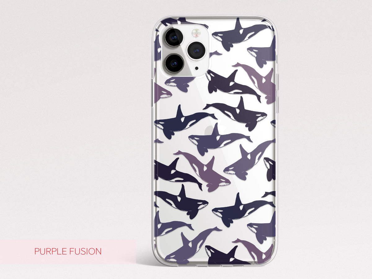 Clear Ocean Phone Case Custom Orca Whale Marine Theme Protective Transparent Cover Charming Personalized Sea Lover Gift Idea Under 30