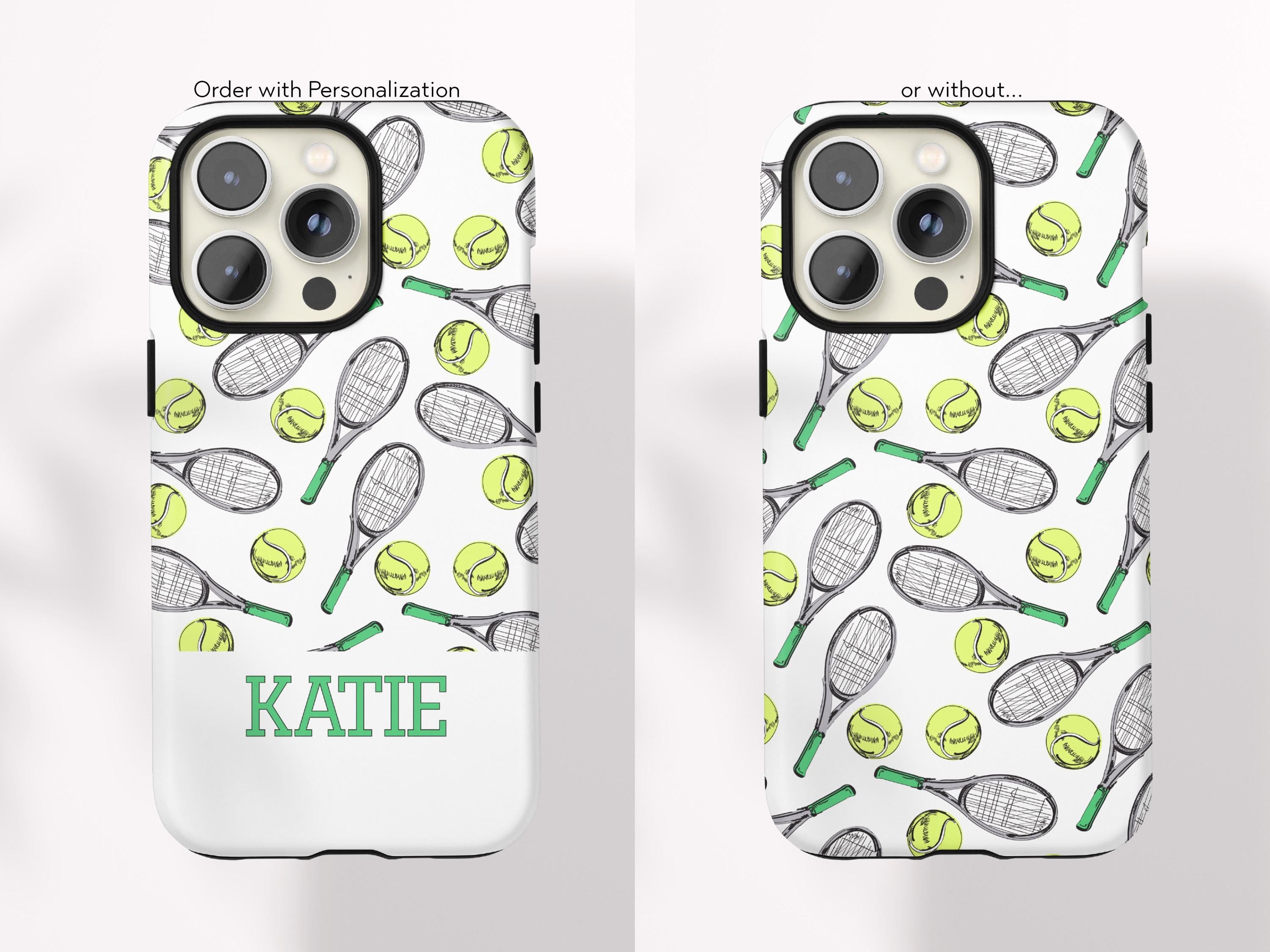 Preppy Tennis Phone Case Custom Name Sport Aesthetic Protective Cover Personalized Country Club Girl Gift Under 30 Trendy Athletic Accessory