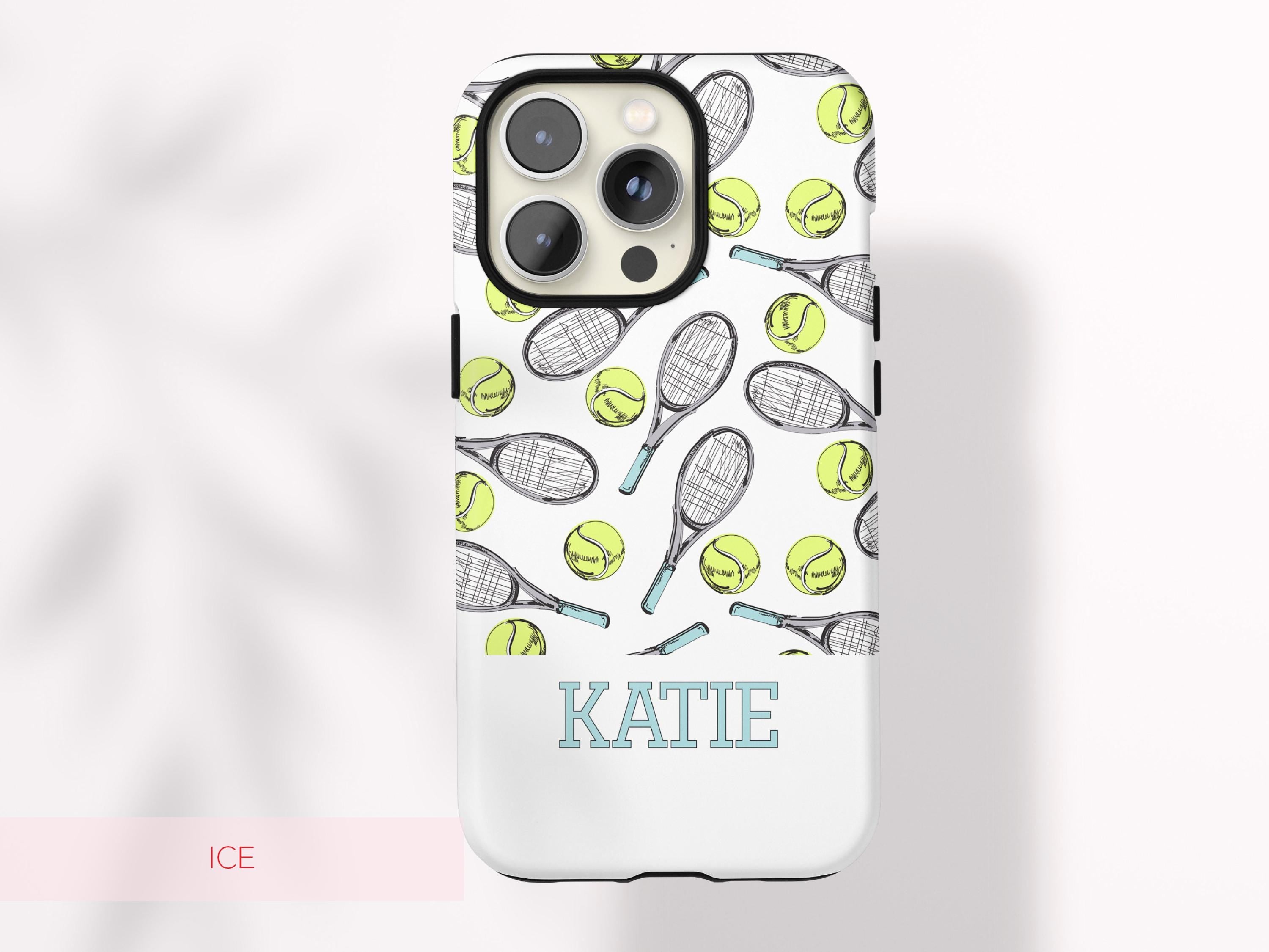 Preppy Tennis Phone Case Custom Name Sport Aesthetic Protective Cover Personalized Country Club Girl Gift Under 30 Trendy Athletic Accessory