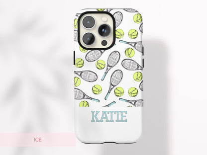 Preppy Tennis Phone Case Custom Name Sport Aesthetic Protective Cover Personalized Country Club Girl Gift Under 30 Trendy Athletic Accessory