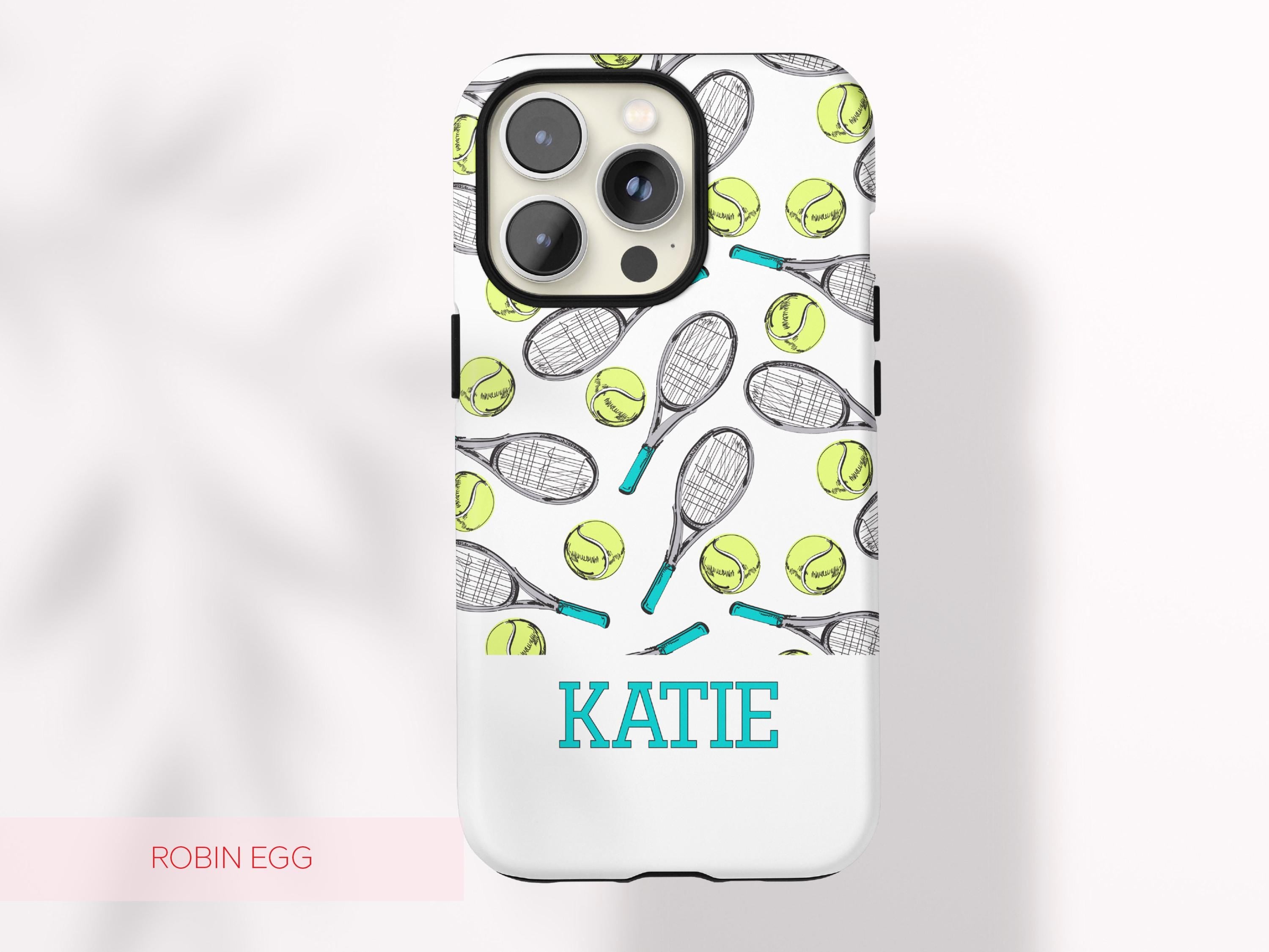 Preppy Tennis Phone Case Custom Name Sport Aesthetic Protective Cover Personalized Country Club Girl Gift Under 30 Trendy Athletic Accessory