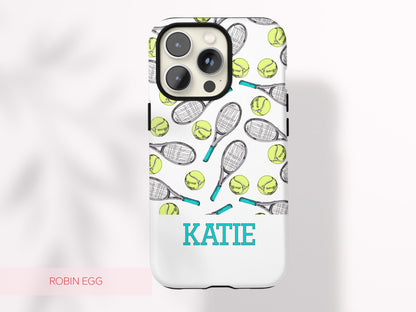 Preppy Tennis Phone Case Custom Name Sport Aesthetic Protective Cover Personalized Country Club Girl Gift Under 30 Trendy Athletic Accessory