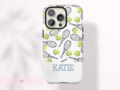 Preppy Tennis Phone Case Custom Name Sport Aesthetic Protective Cover Personalized Country Club Girl Gift Under 30 Trendy Athletic Accessory