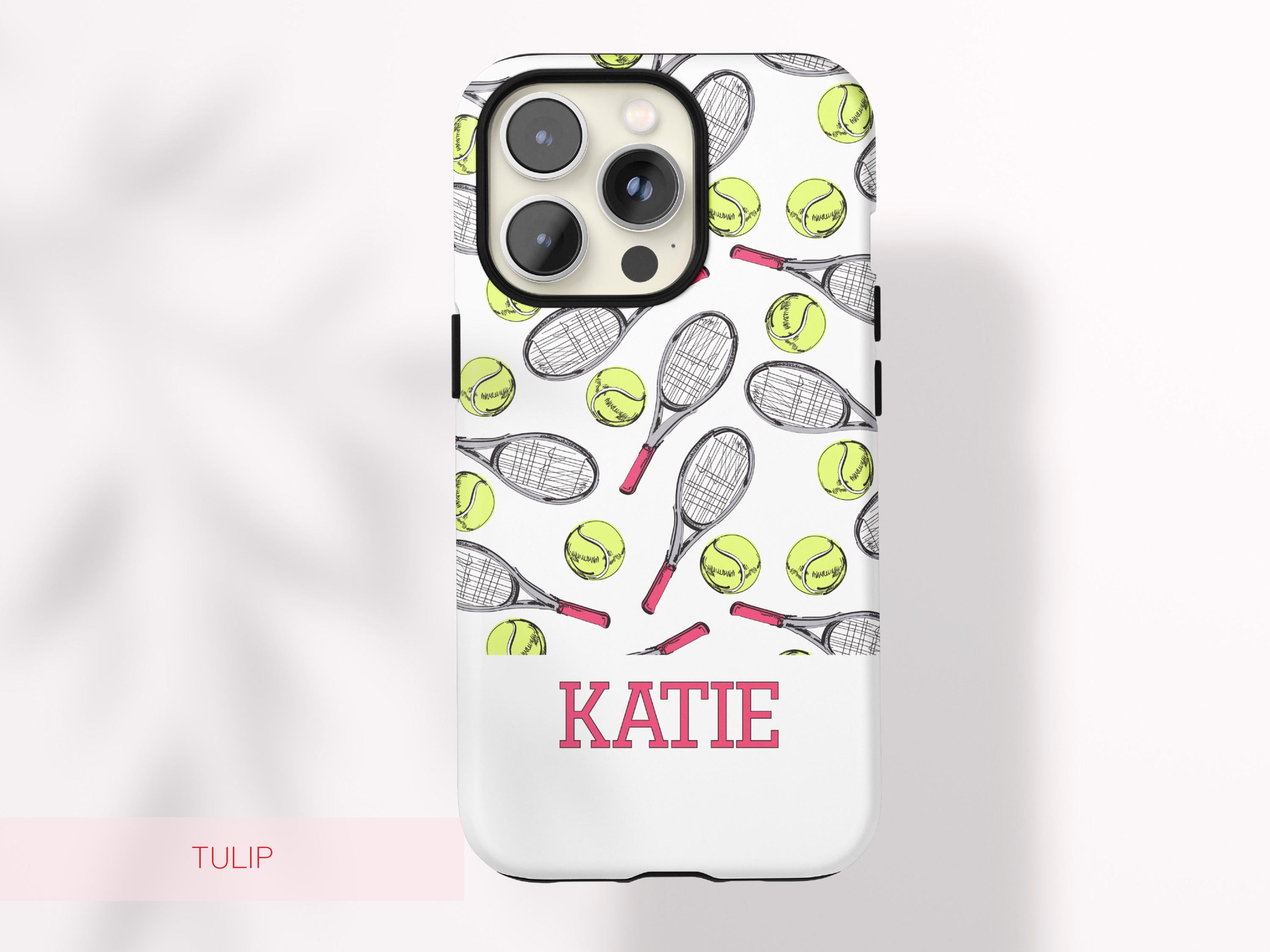 Preppy Tennis Phone Case Custom Name Sport Aesthetic Protective Cover Personalized Country Club Girl Gift Under 30 Trendy Athletic Accessory