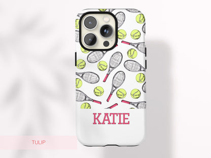 Preppy Tennis Phone Case Custom Name Sport Aesthetic Protective Cover Personalized Country Club Girl Gift Under 30 Trendy Athletic Accessory