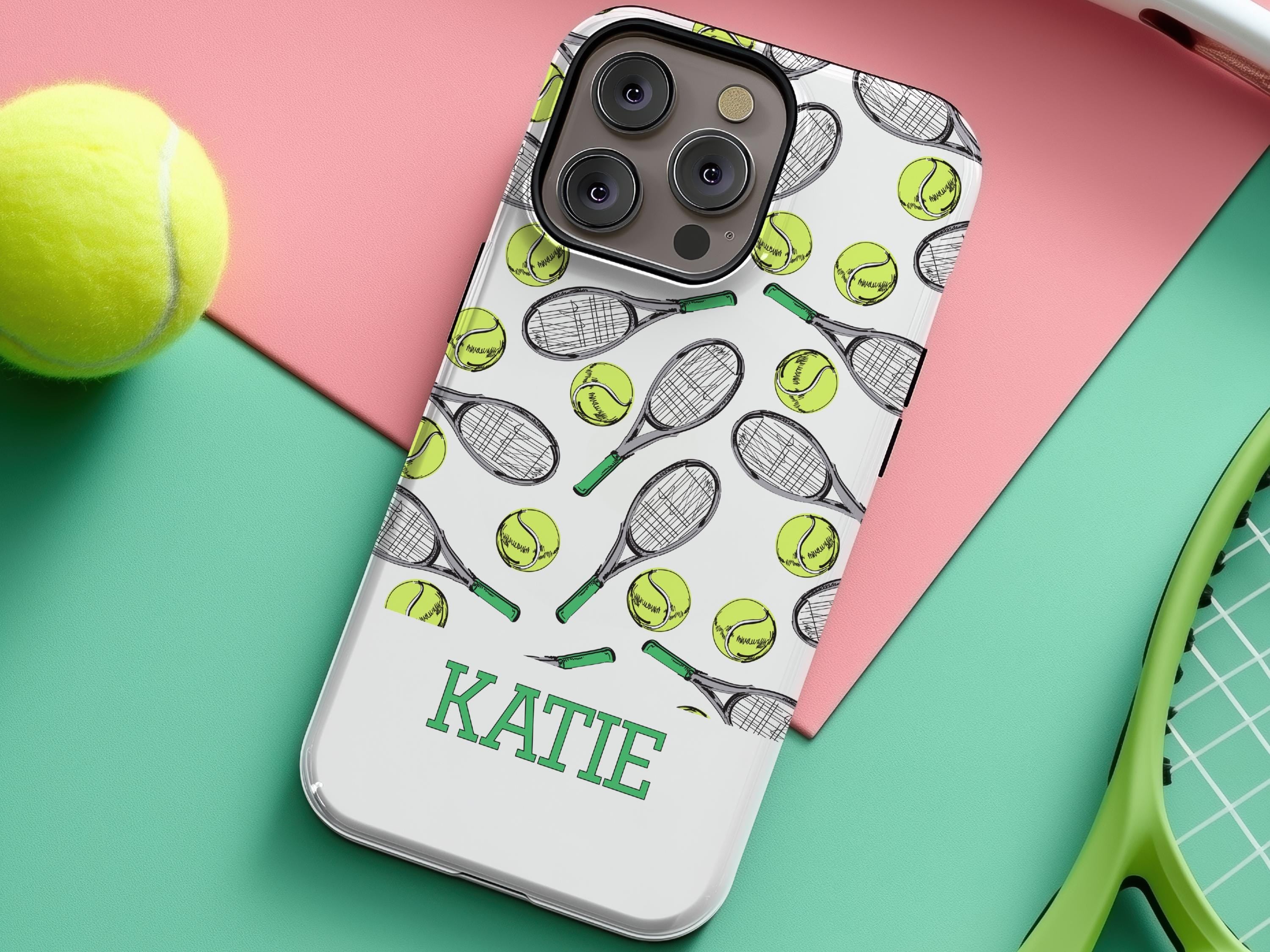 Preppy Tennis Phone Case Custom Name Sport Aesthetic Protective Cover Personalized Country Club Girl Gift Under 30 Trendy Athletic Accessory