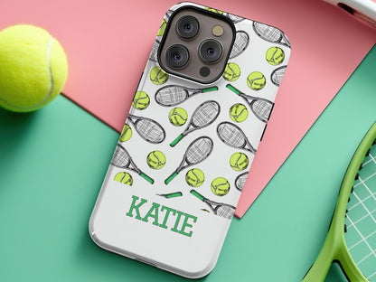 Preppy Tennis Phone Case Custom Name Sport Aesthetic Protective Cover Personalized Country Club Girl Gift Under 30 Trendy Athletic Accessory