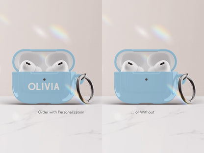 Solid Blue AirPod Case Cover Personalized Color Protective Tech Accessory Gift for Him Custom Present for Guy Minimal Aesthetic Gadget Lover
