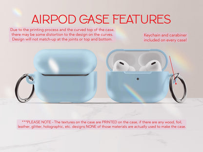 Solid Blue AirPod Case Cover Personalized Color Protective Tech Accessory Gift for Him Custom Present for Guy Minimal Aesthetic Gadget Lover