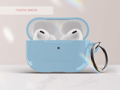 Solid Blue AirPod Case Cover Personalized Color Protective Tech Accessory Gift for Him Custom Present for Guy Minimal Aesthetic Gadget Lover